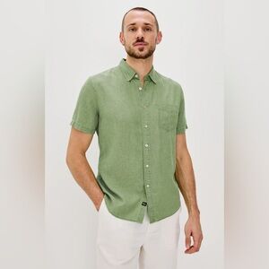 Rails Paros Short Sleeve Linen Blend Button-Up Shirt Matcha Green Size Large